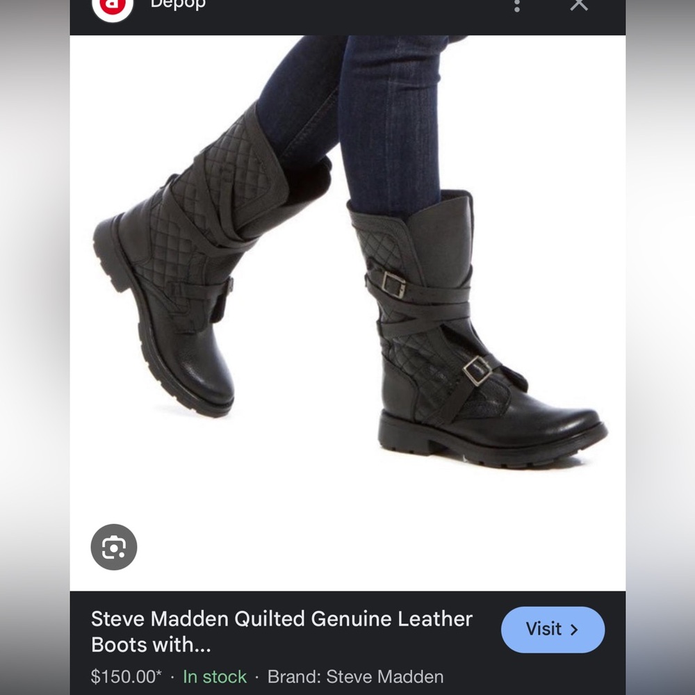 Steve Madden Black Quilted Leather Boots